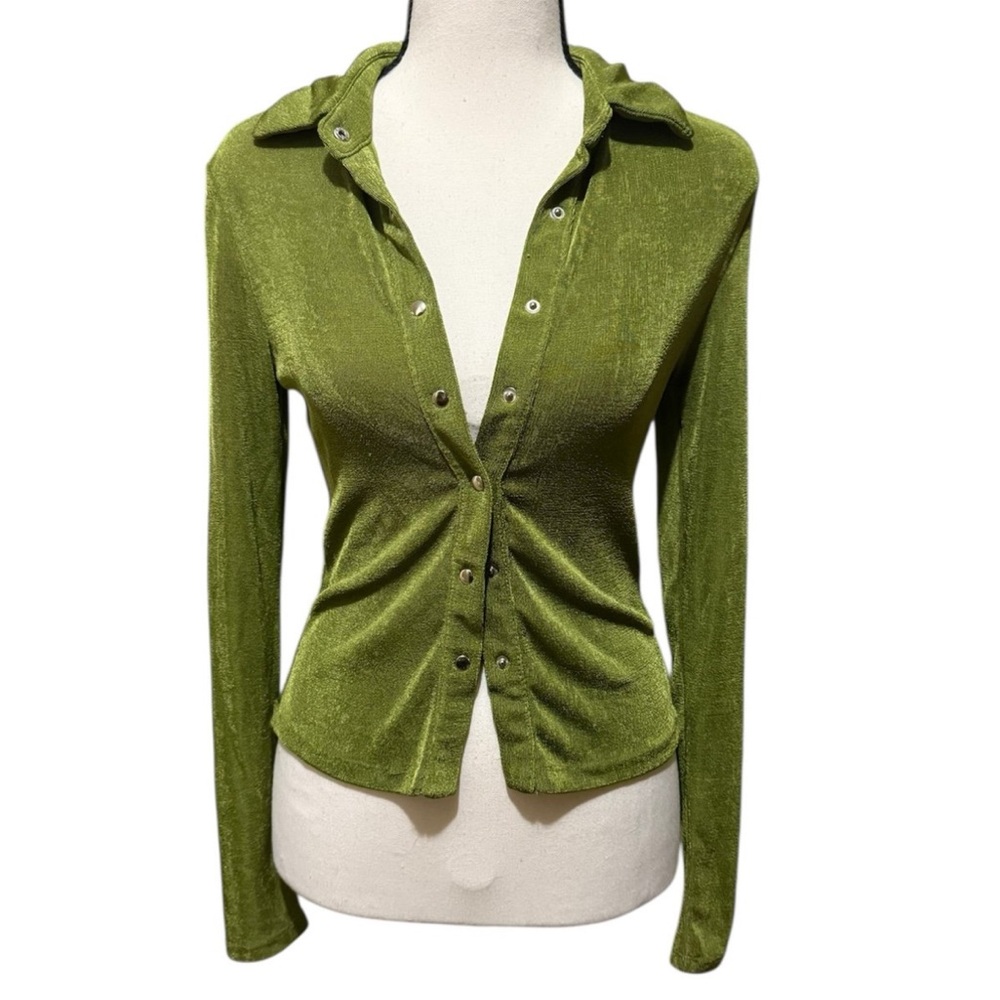 Princess Polly | Green Button-Up Long Sleeve Top